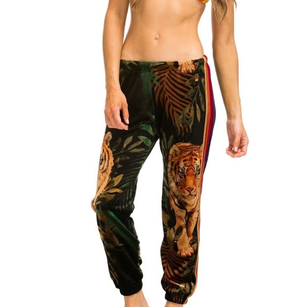 Aviator Nation Green Velvet Tiger-Print Jogger Set - Picture 3 of 15